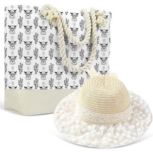 Highland cow tote Bag and sun Hat set